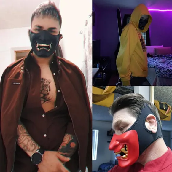 Airsoft Halvmaske, Ond Djævel Monster Kabuki Samurai Hannya