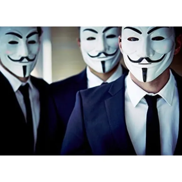 AKORD 990222" V for Vendetta Anonymous Guy Fawkes Halloween Maskerade Maske, Unisex-voksen, Hvid, One Size