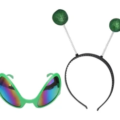 Alien kostume tilbehør Alien briller Plast Mars hovedbånd til Halloween 2 stk.