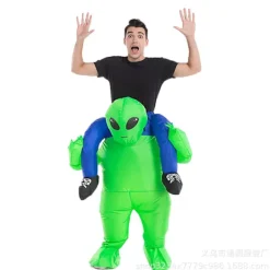 Alien Oppustelig Kostume til Halloween Cosplay Grøn green Adult (150-190cm)