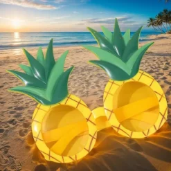Ananas solbriller til børn og voksne, dristigt tropisk design, sjovt strandfest foto brille [YJD]
