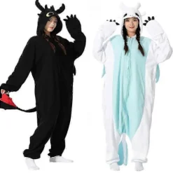 Animal Kigurumi Pyjamas Halloween Onesie Voksen Tegneserie Tandløs Pyjamas Cosplay Party Kvinder Hjemmetøj-lingling} Sort Black L