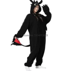 Animal Kigurumi Pyjamas Halloween Onesie Voksen Tegneserie Tandløs Pyjamas Cosplay Party Kvinder Hjemmetøj-lingling} Sort Black L