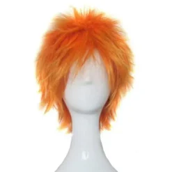 Anime Bleach Kurosaki Ichigo Cosplay Paryk Kort Orange Varmebestandigt Hår 30CM