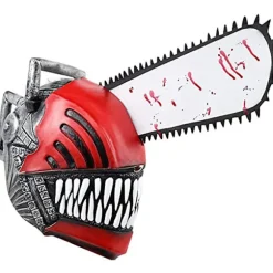 Anime Chainsaw Man Cosplay Horror Latex Maske Halloween Blodig Pochita Denji Gyser Hjelm Hovedbeklædning Maskerade Party Kostume Rekvisitter
