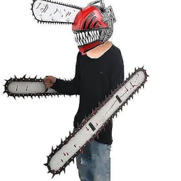 Anime Chainsaw Man Maske med Håndsag