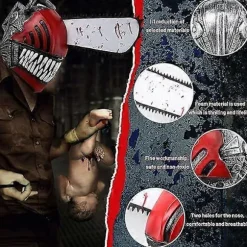 Anime Chainsaw Man Maske med Håndsag