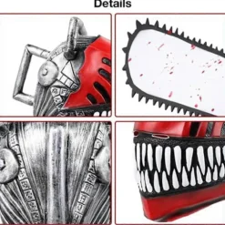 Anime Chainsaw Man Maske, Halloween Cosplay Fuldhoved Maske, Denji Hjelm