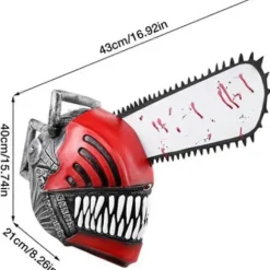 Anime Chainsaw Man Maske, Halloween Cosplay Fuldhoved Maske, Denji Hjelm