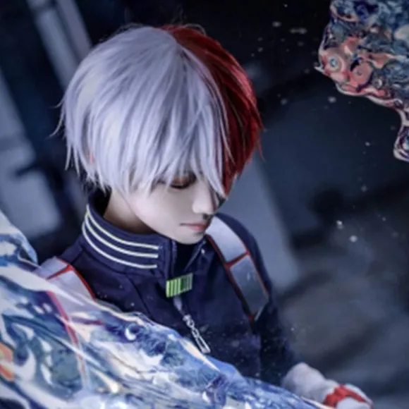 Anime Cosplay Paryk, Halloween Paryk, med Gratis Parykhætte (Todoroki Shouto)