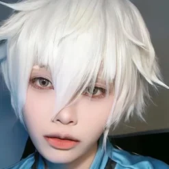 Anime Cosplay Paryk til Halloween, Alsidig Kort Unisex Paryk, Eftersalgsgaranti Premium Syntetisk Hårstykke, Justerbar Pasform til