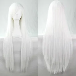 Anime Cosplay Paryk til Kvinder, Ekstra Langt Glat Hår, Hel Paryk, Maskerade White White