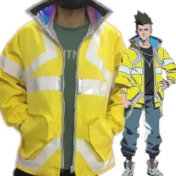 Anime Cyberpunk Edgerunners David Martinez Cosplay Kostume Stand Collar Jakke Hættetrøje Lynlås Frakke Punk Voksen Mænd Halloween
