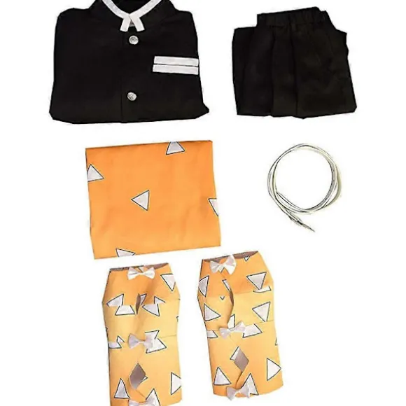 Anime Demon Slayer Agatsuma Zenitsu Cosplay Kostume Kimono Kappe Sæt Halloween Maskerade Kostume Sæt - WELLNGS M