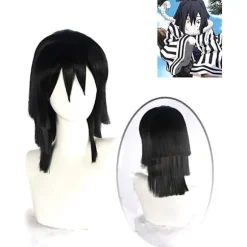 Anime Demon Slayer Kimetsu No Yaiba Iguro Obanai Cosplay Parykker Kostumer[YJD] Black 1pc