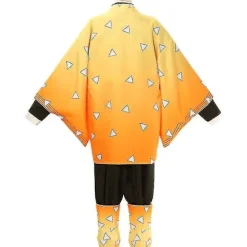 Anime Demon Slayer Kimetsu No Yaiba Agatsuma Zenitsu Cosplay Kostume Kvinder Kimono Uniform Halloween Julefest Tøj