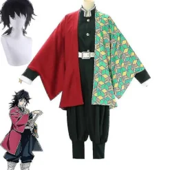 Anime Demon Slayer Kimetsu No Yaiba Kimono Uniform Tomioka Giyuu Kostume til Mænd Kvinder Børn Without wig