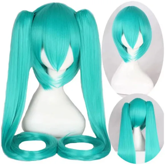 Anime Hatsune Miku Vocaloid Hatsune Miku Cosplay Paryk Langt Hår.j