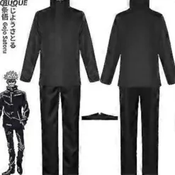 2023-anime Jujutsu Kaisen Gojo Satoru Cosplay Kostume Toppe Bukser Øjenlap Halloween Fest Mænd Uniform Parykker-1-1(L Blå Pakke 4)