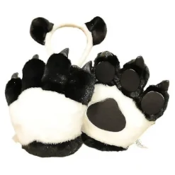 Anime Kostume Dyrepote Plys Handsker Søde Ører Hårbånd Voksne Børn Panda three piece su