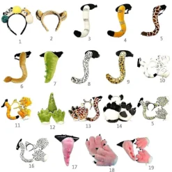 Anime Kostume Dyrepote Plys Handsker Søde Ører Hårbånd Voksne Børn Panda three piece su