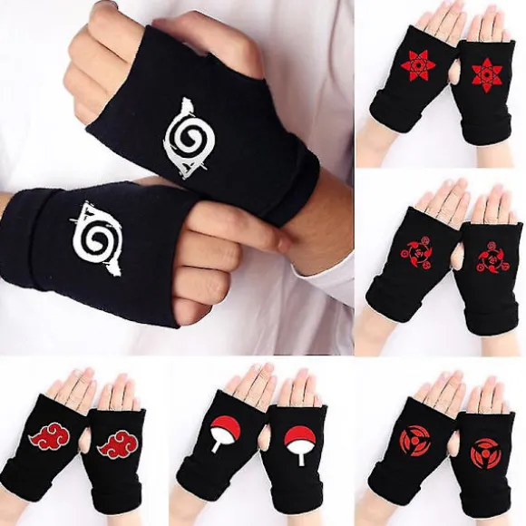 Anime Naruto Cosplay Handsker Til Kvinder Mænd Børn Akatsuki Rød Sky Ninja Cosplays Fingerless Cykling Håndled Handske Legetøj Fans Gave style 1