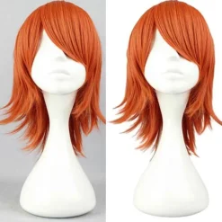 Anime One Piece Nami paryk orange, velegnet til rollespilsfester, krøllet hår, makeup, dansefester, syntetisk paryk orange