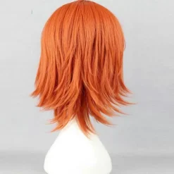 Anime One Piece Nami paryk orange, velegnet til rollespilsfester, krøllet hår, makeup, dansefester, syntetisk paryk orange
