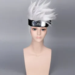 Anime paryk, sølvhvid okantian anti-warp kort hår, cosplay paryk, hvid paryk + pandebånd