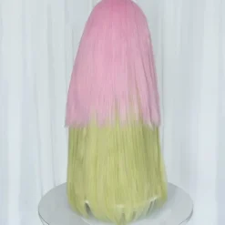 Anime Pink og Grøn Paryk til Mitsuri Cosplay Flettet Hår Paryk med Fletninger Halloween Fest Paryk + Hætte, wz-2055 (FMY)