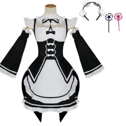 Anime "Re:Zero -Starting Life in Another World-" Ram/Rem Cosplay Kostume Maid Outfit Halloween Kostume Maid/Tjener Outfit Style 1 Style 1 style1 M | Fyndiq