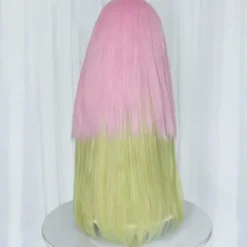 Anime Rosa og Grøn Paryk til Mitsuri Cosplay Flettet Hårparyk med Fletninger Halloweenfest Paryk + Hætte, wz-2055 (FMY)