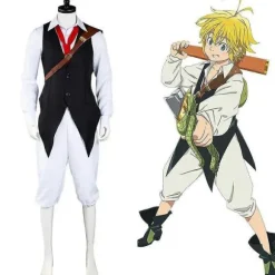 Anime Seven Deadly Sins Cosplay Meliodas Cosplay Kostume Skjorte Bukser Sæt Komplet Sæt Black S