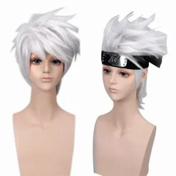 Anime sølvhvid Okanada omvendt krøllet kort hår cospl