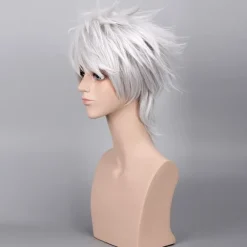 Anime sølvhvid Okanada omvendt krøllet kort hår cospl