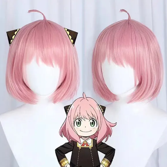 Anime Spy X Family Anya Forger Piger Rosa Cosplay Parykker Hår Tilbehør