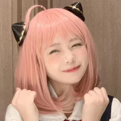 Anime Spy X Family Anya Forger Piger Rosa Cosplay Parykker Hår Tilbehør