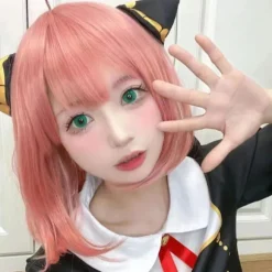Anime Spy X Family Anya Forger Piger Rosa Cosplay Parykker Hår Tilbehør