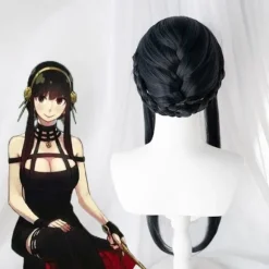 Anime SPY×FAMILY Yor Forger Lang Sort Cosplay Paryk Hår Rul Pl Sort En Størrelse
