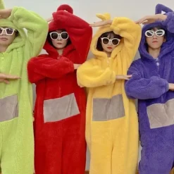 Anime Teletubbies Kostume Voksen Julepyjamas Pyjamas Nattøj Jumpsuit Es Rød Ed S