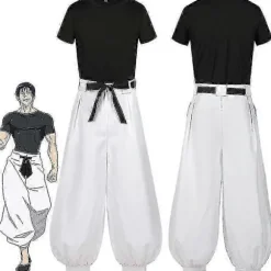 Anime Tsu Kaisen Fushiguro toji Kostume Voksen Unisex Kortærmet Top Bukser Sæt Uniform - Perfekt C1W1 XL