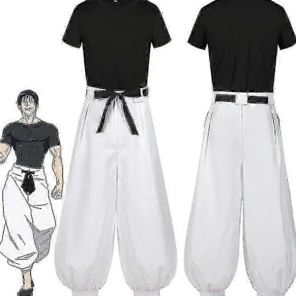 Anime Tsu Kaisen Fushiguro toji Kostume Voksen Unisex Kortærmet Top Bukser Sæt Uniform - Perfekt C1W1 XL