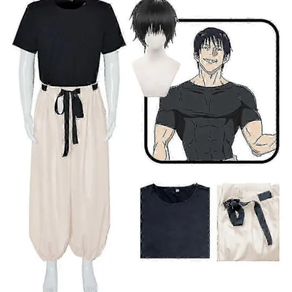 Anime Tsu Kaisen Fushiguro toji Kostume Voksen Unisex Kortærmet Top Bukser Sæt Uniform - Perfekt C1W1 XL