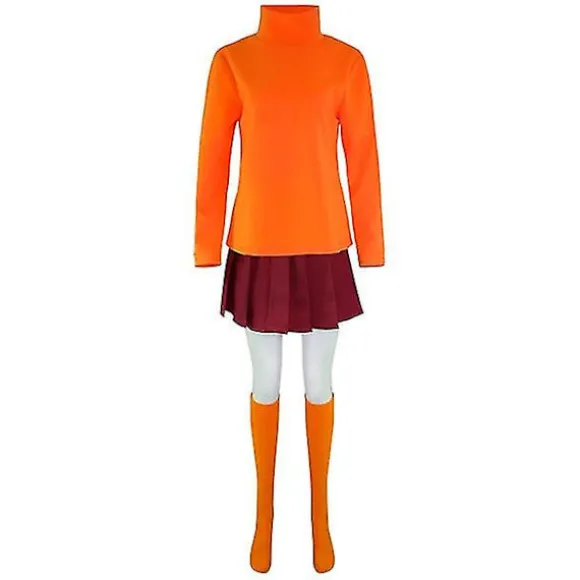 Anime Velma Cosplay Kostume Filmfigur Orange Uniform Halloween Kostume Til Kvinder Piger Cosplay Kostume Paryk -a long version M