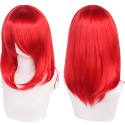 Anime-karakterer cosplay paryk med pandehår, mellemlang 40 cm, rød