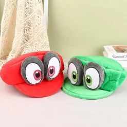 Anime-spil Mario Odyssey Plys Hat Nyhed Grøn Rød Kasket til Cosplay Kostume Halloween Fødselsdagsgaver [DB] Green