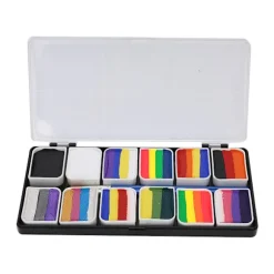 Ansigtsmalings Makeup Palette, Regnbue Krops- & Ansigtsmalingssæt med One Stroke Teknologi, Vandaktiveret Split Cake Sæt til Børn og Voksne
