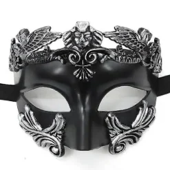 Antik Græsk Spartansk Kriger Romersk Maskerade Maske Mænd Venetiansk Maske Bryllupsmaske Maskerade Maske Bryllupsmaske Burlesque Maskeradefest black Silver | Fyndiq