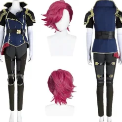 Arcane Vi Cosplay Sheriff Tøj Parykker Anime Spil LoL 2 Kostume Voksen Kvinde Rollespil Frækt Tøj Fest Udklædningstøj Paryk WIG XL