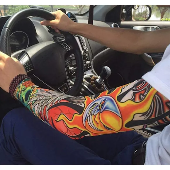 Arm Tatoveringsærmer, 6-pak Herre Fake Midlertidig Tatovering Nylon Armstrømper Elastisk Biker Ærme til Halloween - Perfet